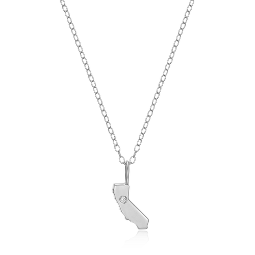 M by Monte Luna Rhodium-Plated Sterling Silver California State Lab-Created Diamond Pendant Necklace