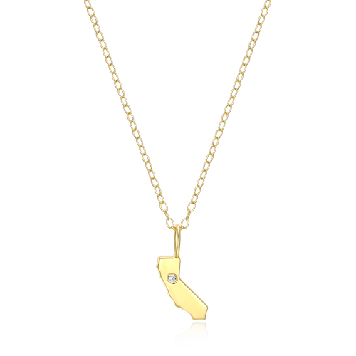 M by Monte Luna Gold-Plated Sterling Silver California State Lab-Created Diamond Pendant Necklace