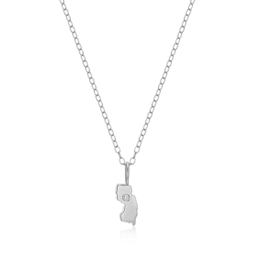 M by Monte Luna Rhodium-Plated Sterling Silver New Jersey State Lab-Created Diamond Pendant Necklace