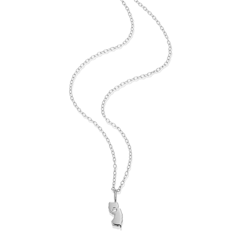 M by Monte Luna Rhodium-Plated Sterling Silver New Jersey State Lab-Created Diamond Pendant Necklace
