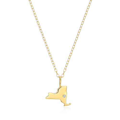 M by Monte Luna Gold-Plated Sterling Silver New York State Lab-Created Diamond Pendant Necklace
