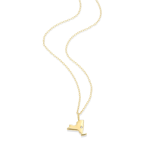 M by Monte Luna Gold-Plated Sterling Silver New York State Lab-Created Diamond Pendant Necklace