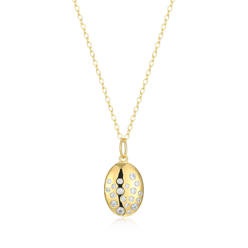 M by Monte Luna Gold-Plated Sterling Silver Scattered Medallion Lab-Created Diamond Pendant Necklace