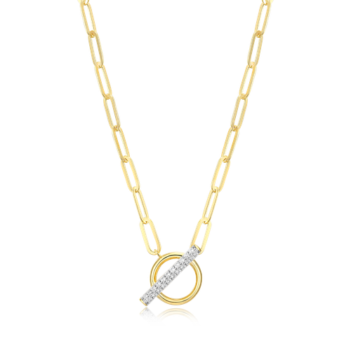 M by Monte Luna Gold-Plated Sterling Silver Lab-Created Diamond Toggle-Look Paperclip Necklace