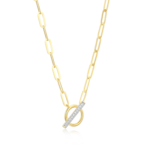 M by Monte Luna Gold-Plated Sterling Silver Lab-Created Diamond Toggle-Look Paperclip Necklace