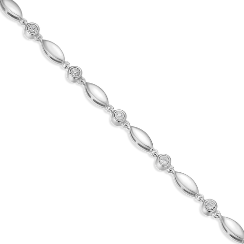 M by Monte Luna Rhodium-Plated Sterling Silver Marquise & Bezel Set Lab-Created Diamond Line Necklace