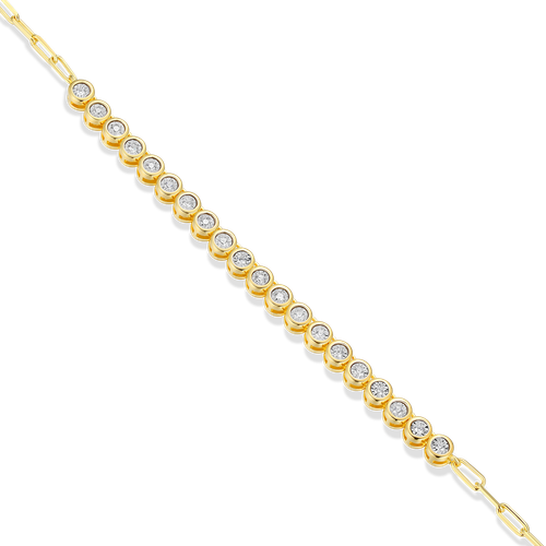 M by Monte Luna Gold-Plated Sterling Silver Mini Paperclip Chain & Bezel-Set Lab-Created Diamond Necklace