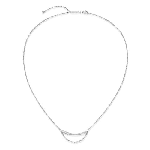 M by Monte Luna Rhodium-Plated Sterling Silver Lab-Created Diamond Bar Friendship Necklace