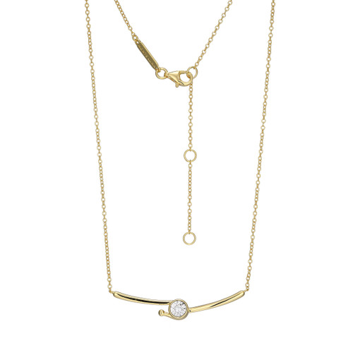M by Monte Luna Gold-Plated Sterling Silver Bezel-Set Lab-Created Diamond Necklace