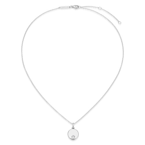 M by Monte Luna Rhodium-Plated Sterling Silver Lab-Created Diamond Round Disc Pendant Necklace