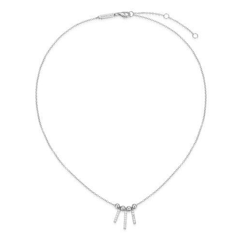 M by Monte Luna Rhodium-Plated Sterling Silver Trio Vertical Bar Lab-Created Diamond Necklace