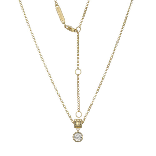 M by Monte Luna Gold-Plated Sterling Silver Barrel Charm Lab-Created Diamond Friendship Necklace