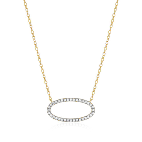 M by Monte Luna Gold-Plated Sterling Silver Open Oval Lab-Created Diamond Necklace