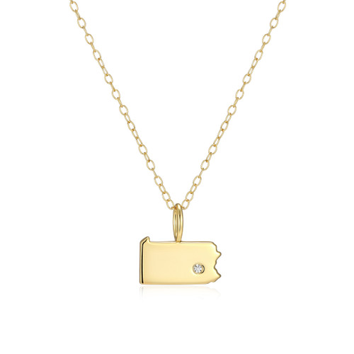 M by Monte Luna Gold-Plated Sterling Silver Pennsylvania State Lab-Created Diamond Pendant Necklace