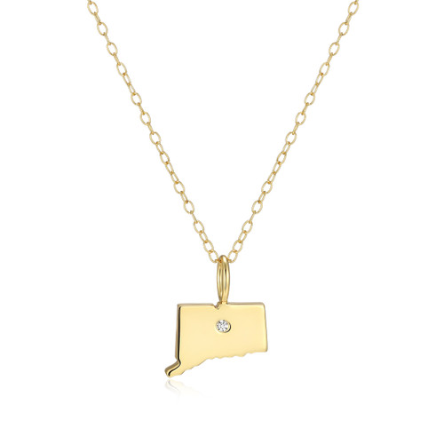 M by Monte Luna Gold-Plated Sterling Silver Connecticut State Lab-Created Diamond Pendant Necklace