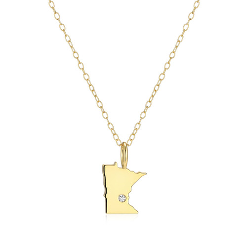 M by Monte Luna Gold-Plated Sterling Silver Minnesota State Lab-Created Diamond Pendant Necklace