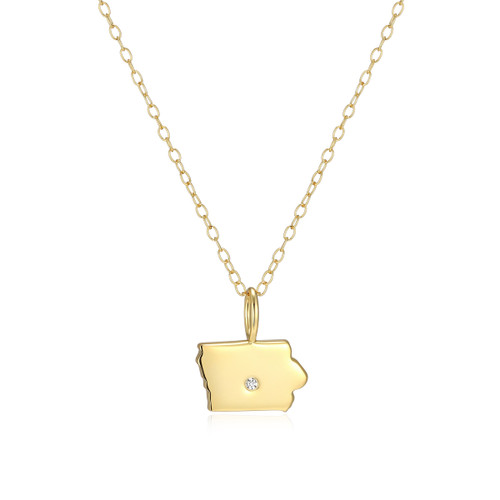 M by Monte Luna Gold-Plated Sterling Silver Iowa State Lab-Created Diamond Pendant Necklace