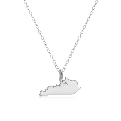 M by Monte Luna Rhodium-Plated Sterling Silver Kentucky State Lab-Created Diamond Pendant Necklace