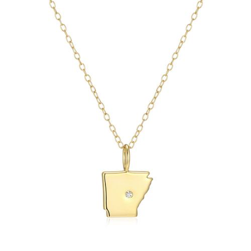 M by Monte Luna Gold-Plated Sterling Silver Arkansas State Lab-Created Diamond Pendant Necklace