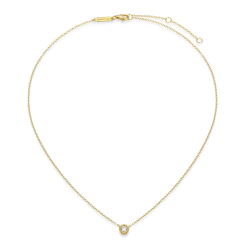 M by Monte Luna Gold-Plated Sterling Silver Lab-Created Diamond Round Beaded Halo Necklace
