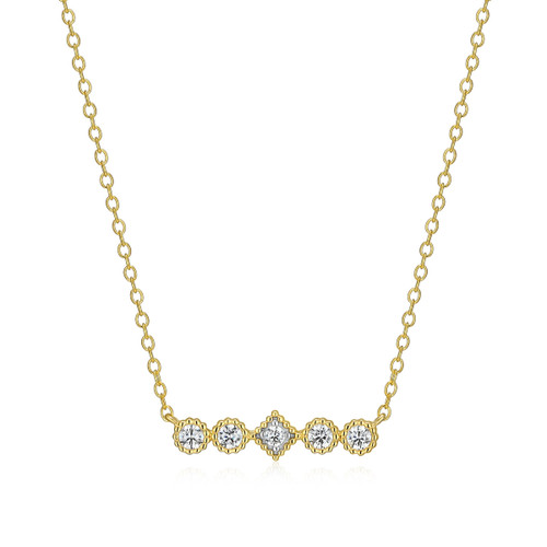 M by Monte Luna Gold-Plated Sterling Silver Round & Lab-Created Diamond Beaded Halo Necklace