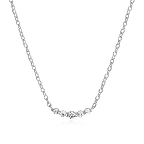 M by Monte Luna Rhodium-Plated Sterling Silver Five-Stone Lab-Created Diamond Station Necklace