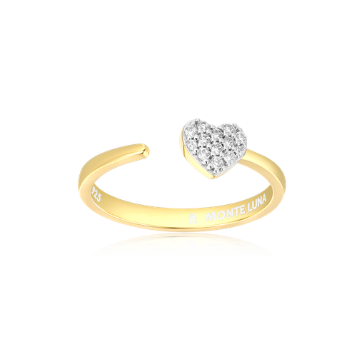 M by Monte Luna Gold-Plated Sterling Silver Lab-Created Diamond Mini-Heart Bypass Ring