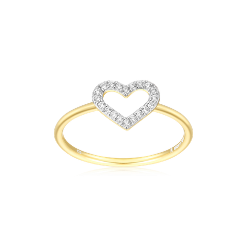 M by Monte Luna Gold-Plated Sterling Silver Lab-Created Diamond Open Heart Stackable Ring
