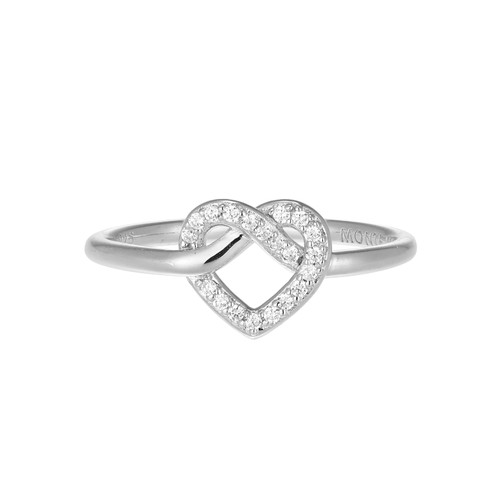 M by Monte Luna Rhodium-Plated Sterling Silver Lab-Created Diamond Knotted Heart Statement Ring