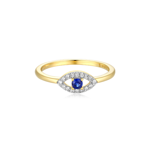 M by Monte Luna Gold-Plated Sterling Silver Lab-Created Sapphire & Lab-Created Diamond Evil Eye Statement Ring