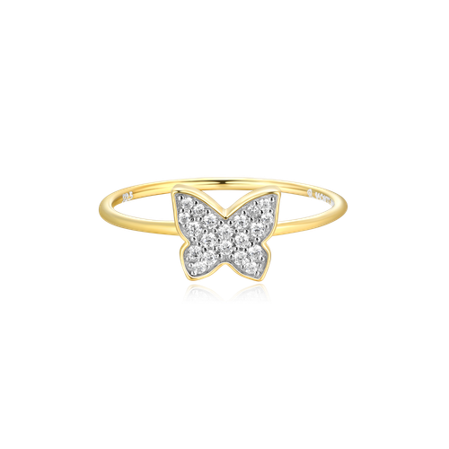 M by Monte Luna Gold-Plated Sterling Silver Lab-Created Diamond Butterfly Statement Ring
