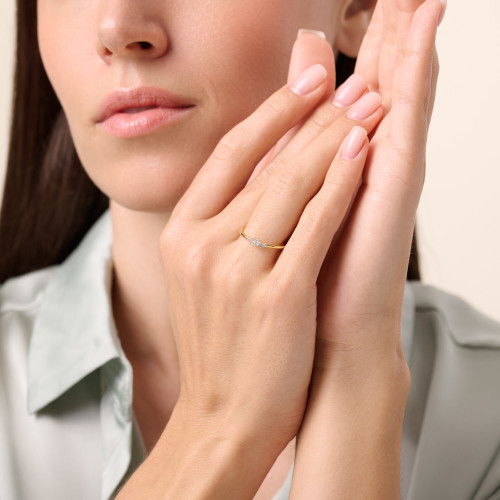 M by Monte Luna Gold-Plated Sterling Silver Scattered Lab-Created Diamond Stackable Ring