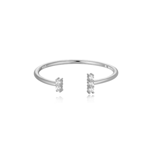 M by Monte Luna Rhodium-Plated Sterling Silver Lab-Created Diamond Wide Parallel Open Ring