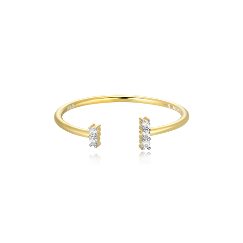 M by Monte Luna Gold-Plated Sterling Silver Lab-Created Diamond Wide Parallel Open Ring