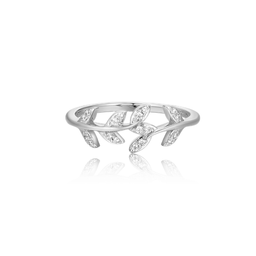 M by Monte Luna Rhodium-Plated Sterling Silver Lab-Created Diamond Branch Statement Ring