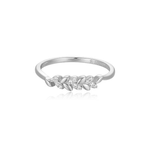 M by Monte Luna Rhodium-Plated Sterling Silver Lab-Created Diamond Laurel Statement Ring