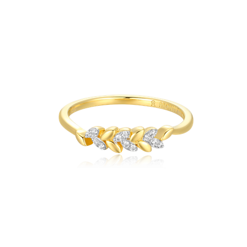 M by Monte Luna Gold-Plated Sterling Silver Lab-Created Diamond Laurel Statement Ring