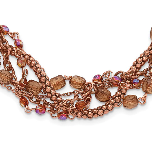 1928 Jewelry Copper-Tone Five Strand Multicolor Faceted Acrylic Beads Adjustable 16 Inch Twisted Necklace with 3 Inch Extension