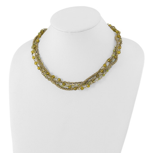 1928 Jewelry Brass-Tone Five Strand Faceted Green Acrylic Beads Adjustable 16 Inch Twisted Necklace with 3 Inch Extension - View 2