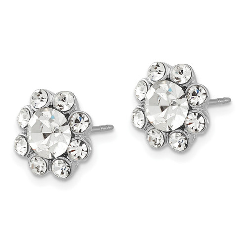1928 Silver-Tone Clear Crystal Stud Earrings, 11 mm - View 2