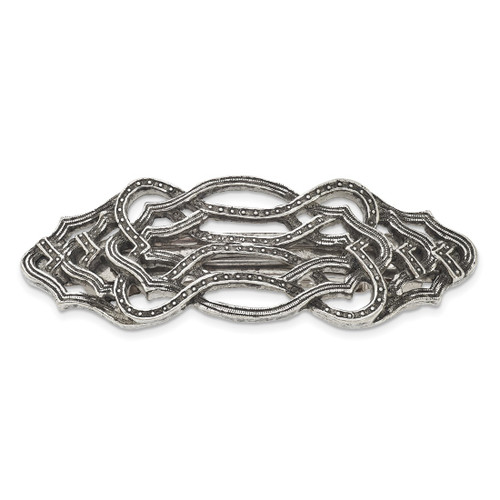 1928 Jewelry Silver-Tone Textured Ornate Hair Barrette