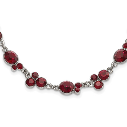1928 Jewelry Silver-Tone Red Epoxy Faceted Stone 16 Inch Necklace with 3 Inch Extension