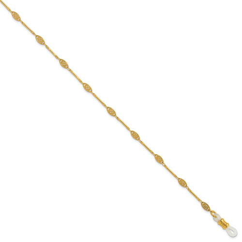 1928 Jewelry Gold-Tone Fligree Pattern Stations Eyeglass Holder 30 Inch Chain - View 2
