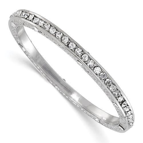 1928 Jewelry Silver-Tone Clear Epoxy Stones Slip-on Bangle Bracelet