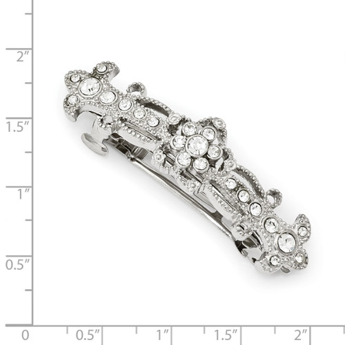 1928 Jewelry Silver-Tone Clear Crystal Hair Barrette - View 2