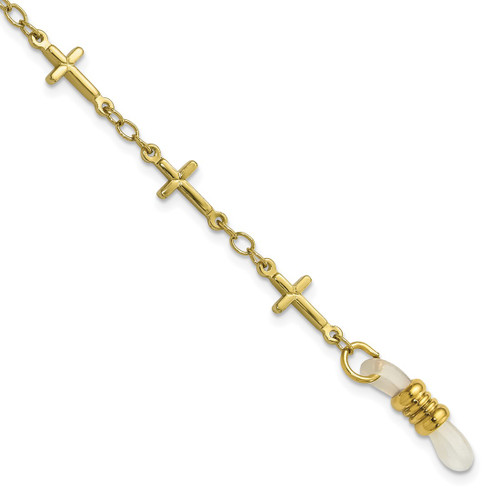 1928 Jewelry Gold-Tone Cross Accent Eyeglass Holder 32 Inch Chain