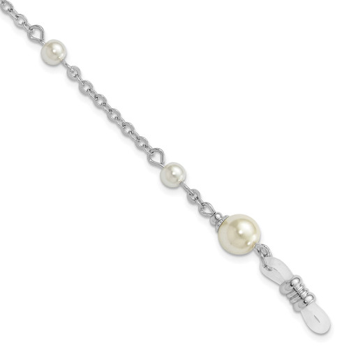 1928 Jewelry Silver-Tone Simulated Pearl Stations Eyeglass Holder 30 Inch Chain