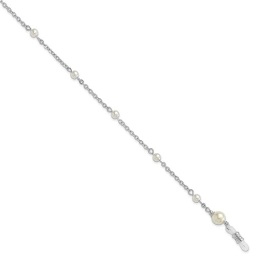 1928 Jewelry Silver-Tone Simulated Pearl Stations Eyeglass Holder 30 Inch Chain - View 2