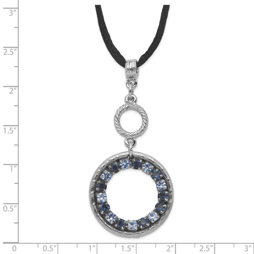 1928 Jewelry Silver-Tone Light and Dark Blue Crystal Double Circle Adjustable 16 Inch Satin Cord Necklace with 3 Inch Extension - View 2