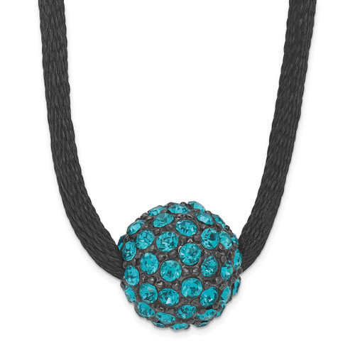 1928 Jewelry Black-Plated Teal Glass Stones Fireball Adjustable 16 Inch Satin Cord Necklace with 3 Inch Extension
